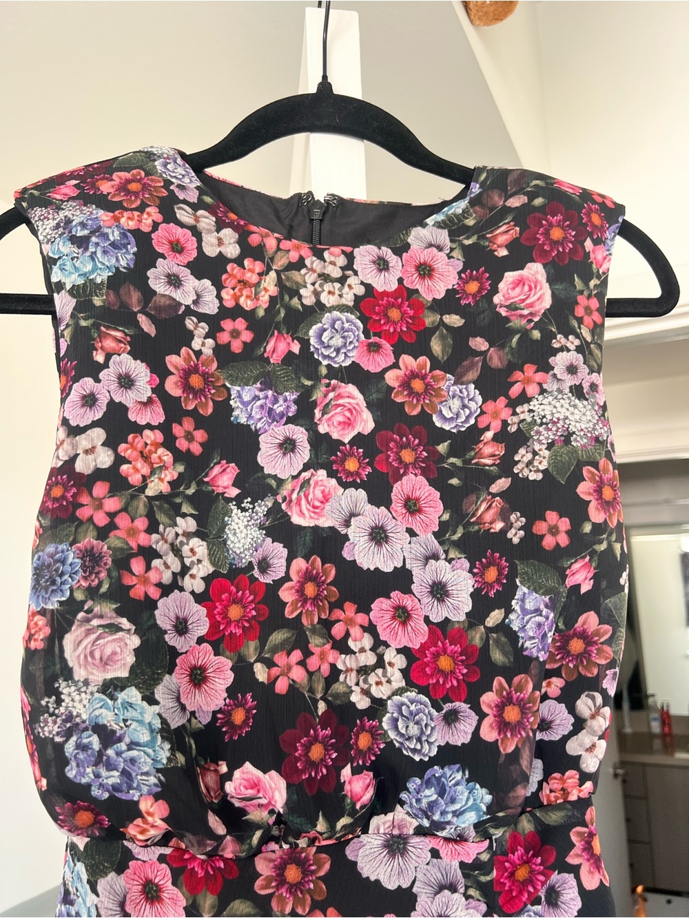Express Floral Print Ruched Ruffle Hem Mini Dress Size XXS - Picture 5 of 9